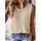 Plus Size Solid Cut Out Knitted Top, Casual Crew Neck Sleeveless Top, Women's Plus Size Clothing