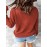 Plus Size Casual Sweater, Women's Plus Solid Button Decor Long Sleeve V Neck Slight Stretch Sweater